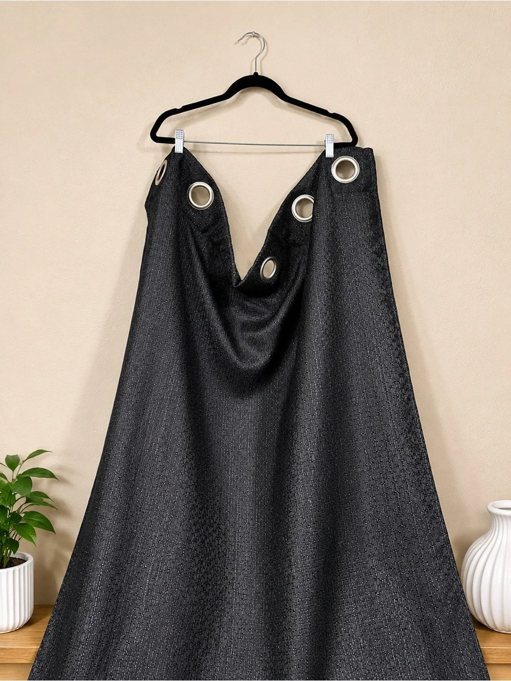 Elegant Black Grommet Drapery Panel - Home Accents Curtains & Drapes